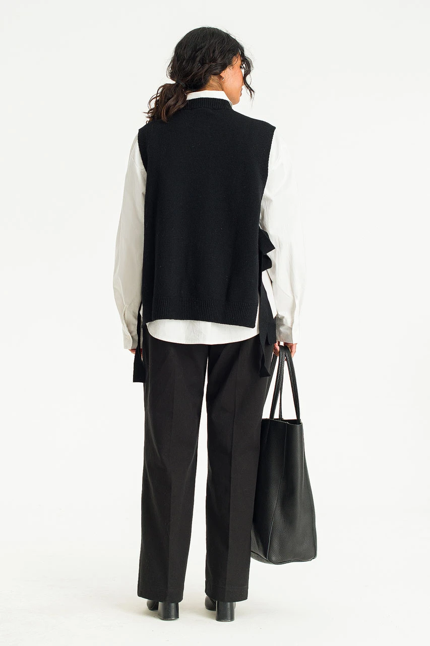 Side Ribbon Vest, Black