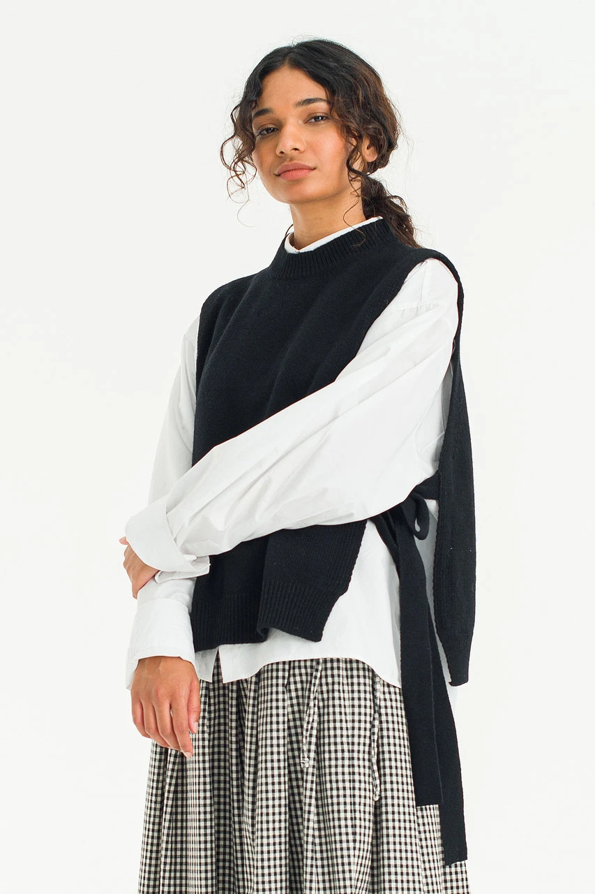 Side Ribbon Vest, Black