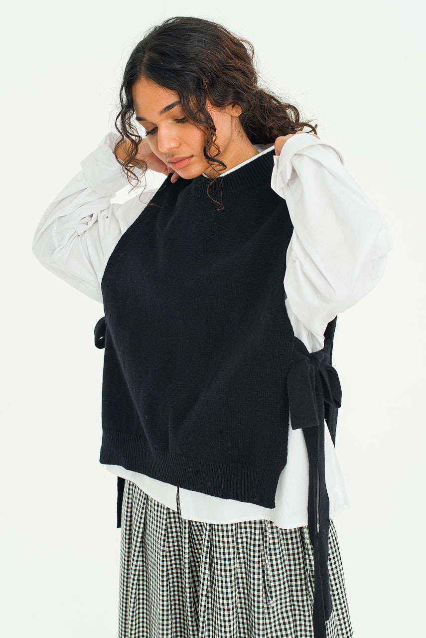 Side Ribbon Vest, Black