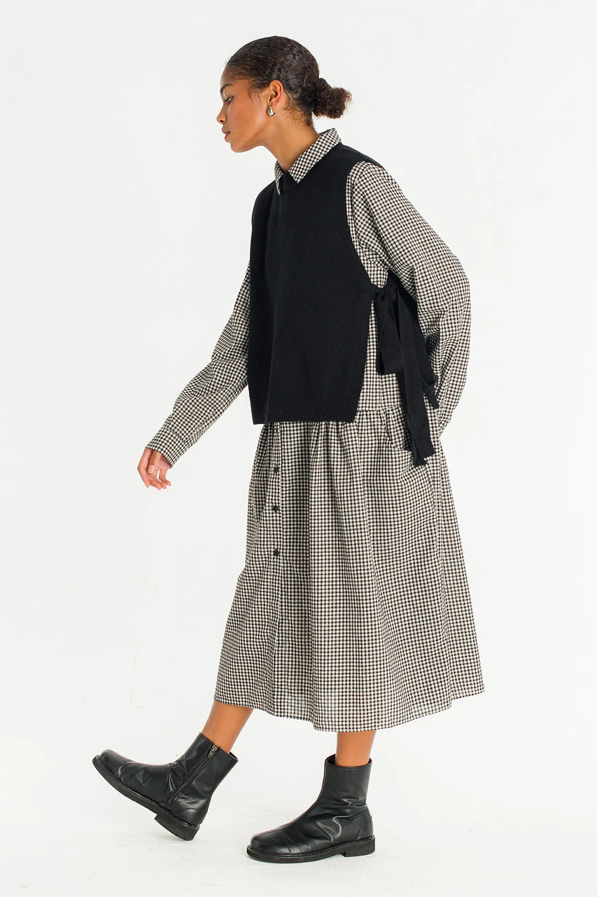 Side Ribbon Vest, Black