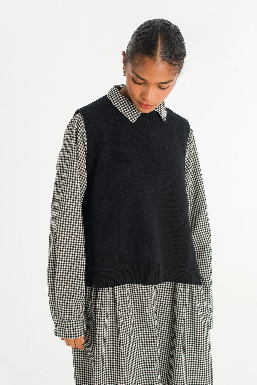 Side Ribbon Vest, Black