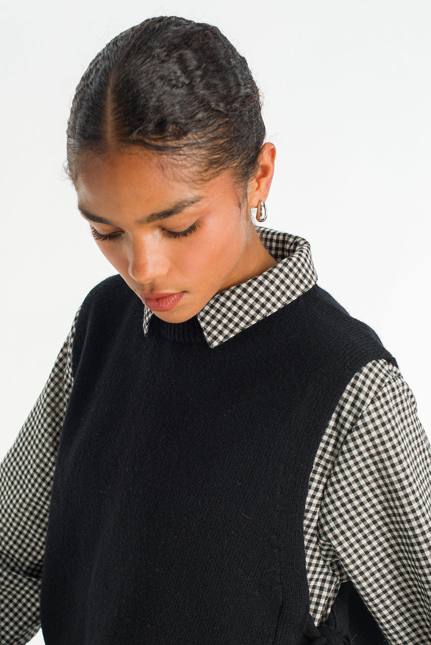 Side Ribbon Vest, Black