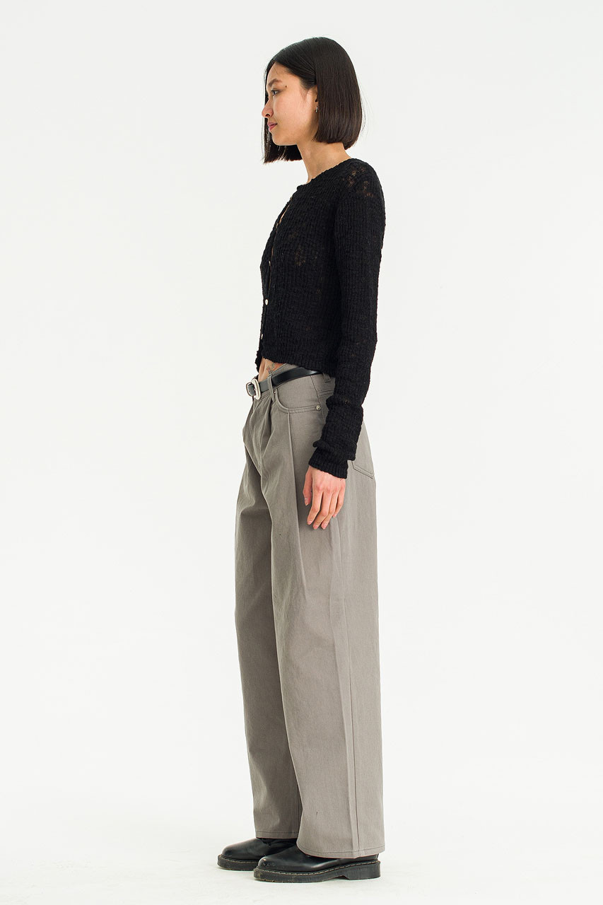 Molly Pin Tuck Cotton Pants, Stone Grey