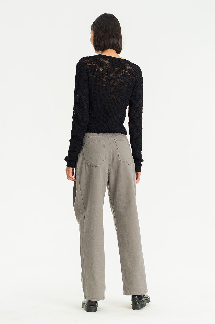 Molly Pin Tuck Cotton Pants, Stone Grey