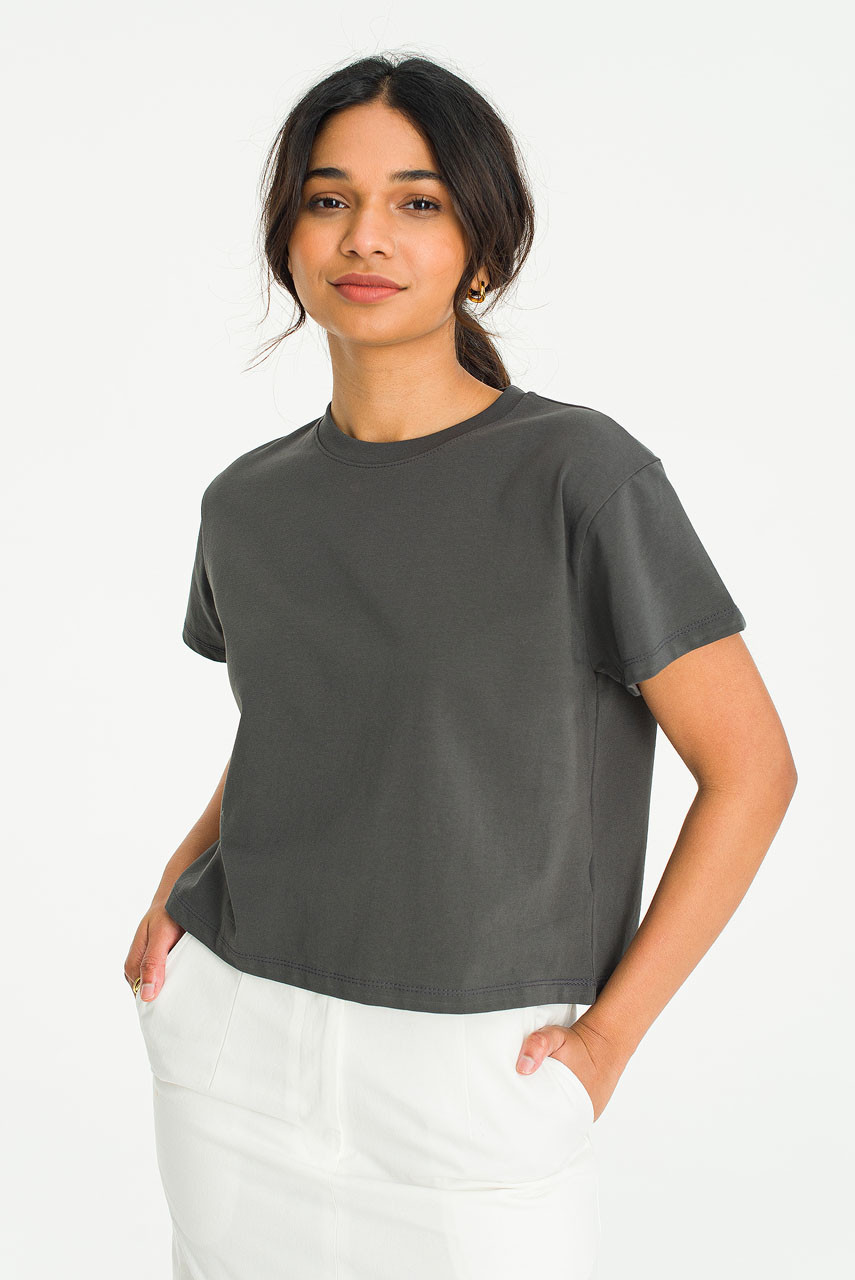 Anais Crop Tee, Charcoal
