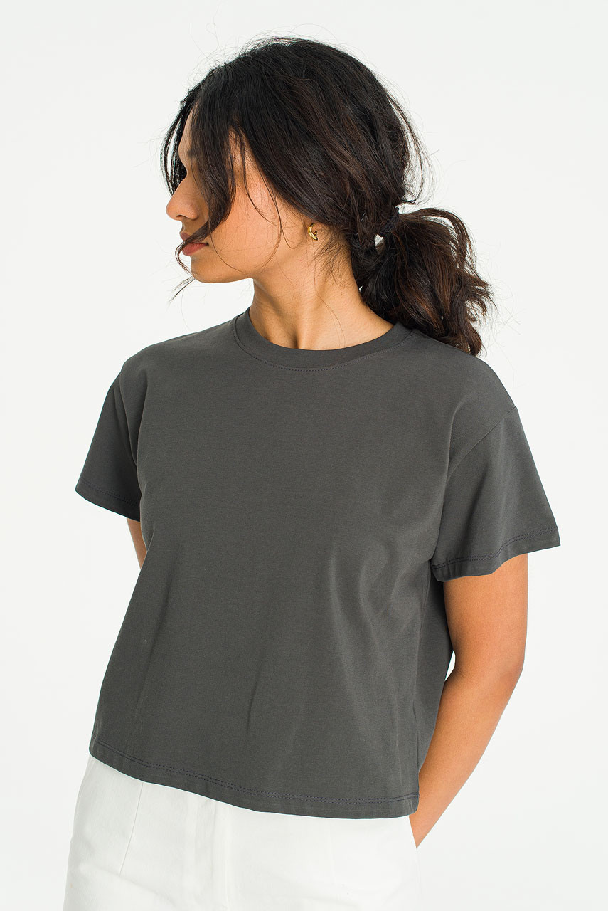 Anais Crop Tee, Charcoal