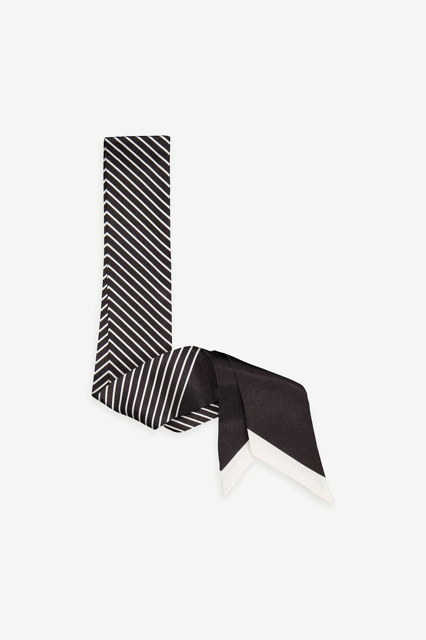 Jemma Mini Twill Scarf, Black