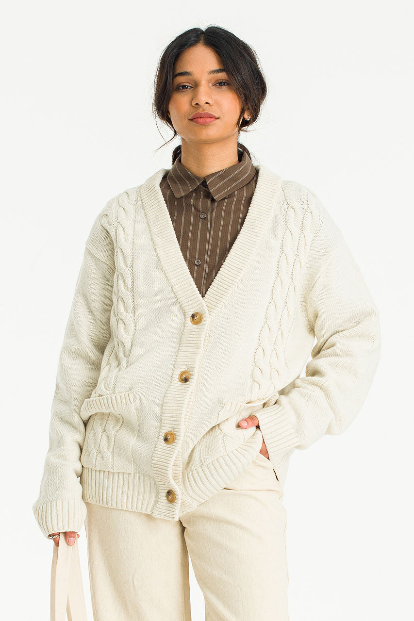Manon Cable Cardigan, Ivory