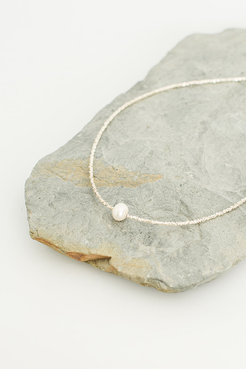 Pearl Point Silver Beads Necklace, Sterling Silver