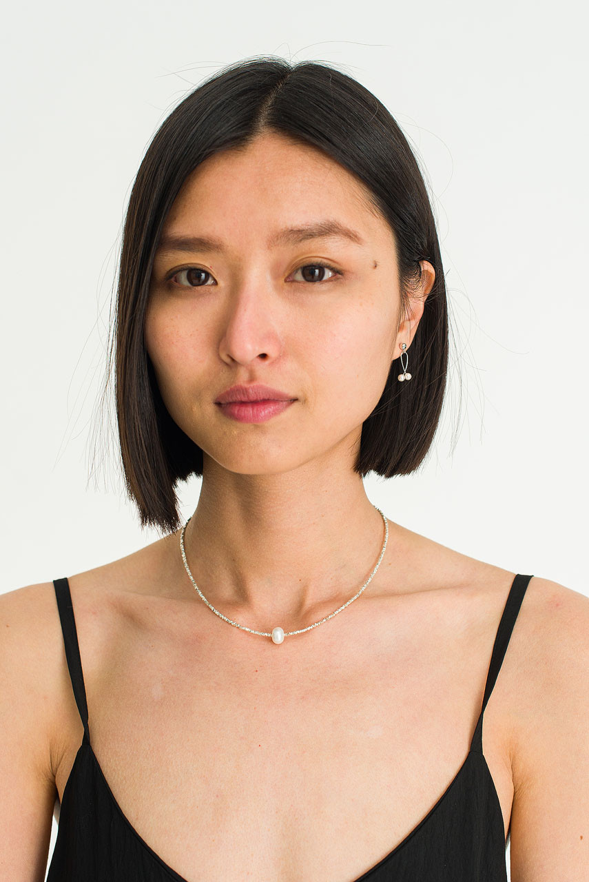 Pearl Point Silver Beads Necklace, Sterling Silver