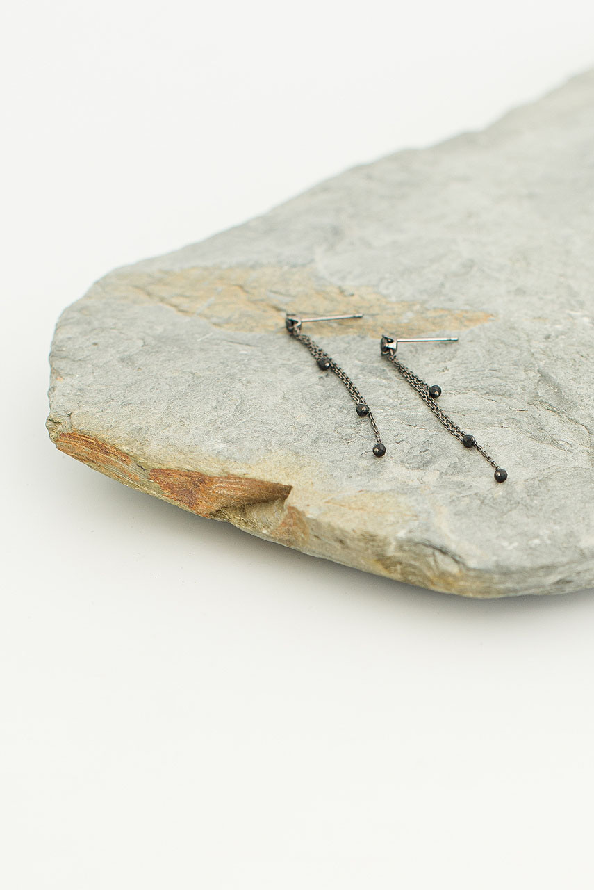 Sable Fall Earrings, Black Titanium Plated