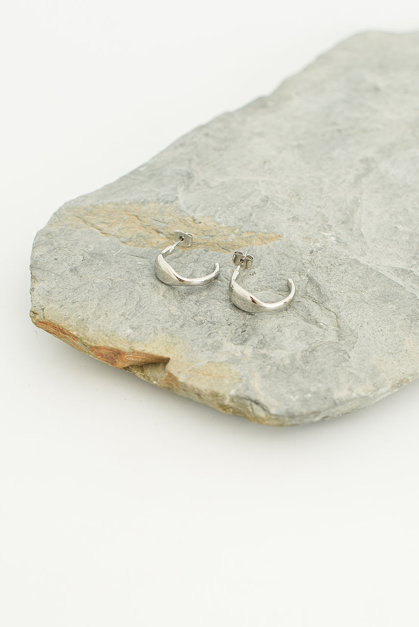Nara Pressed Hoops, Silver Colour Plated