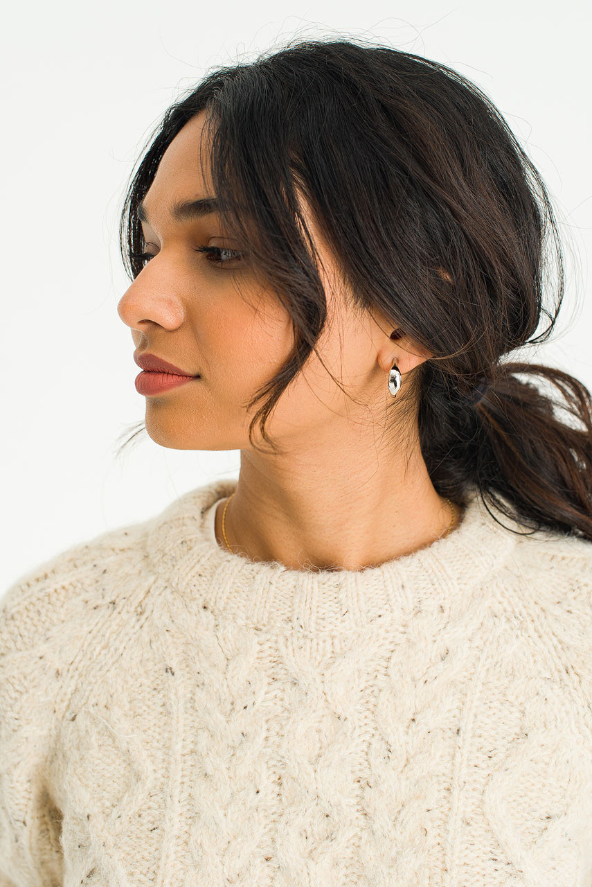 Nara Pressed Hoops, Silver Colour Plated