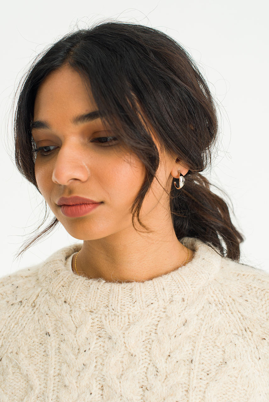 Nara Pressed Hoops, Silver Colour Plated