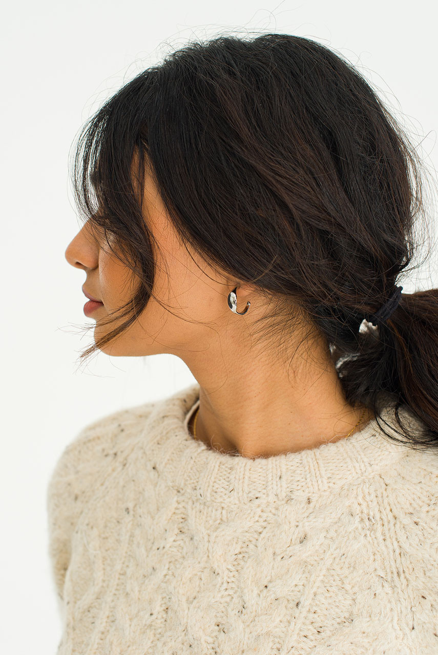 Nara Pressed Hoops, Silver Colour Plated