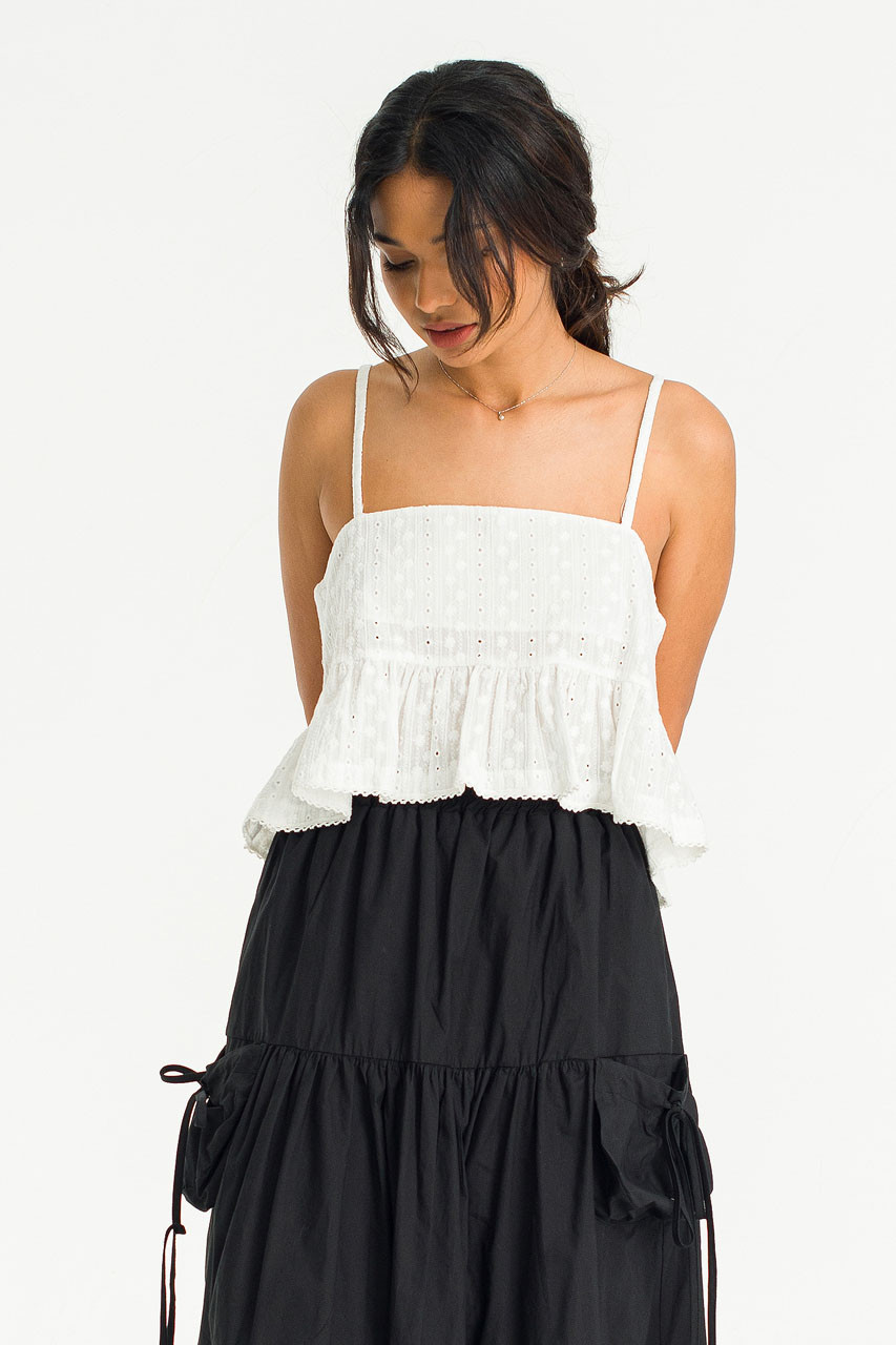 Kiara Cotton Embossed Bustier, Ivory