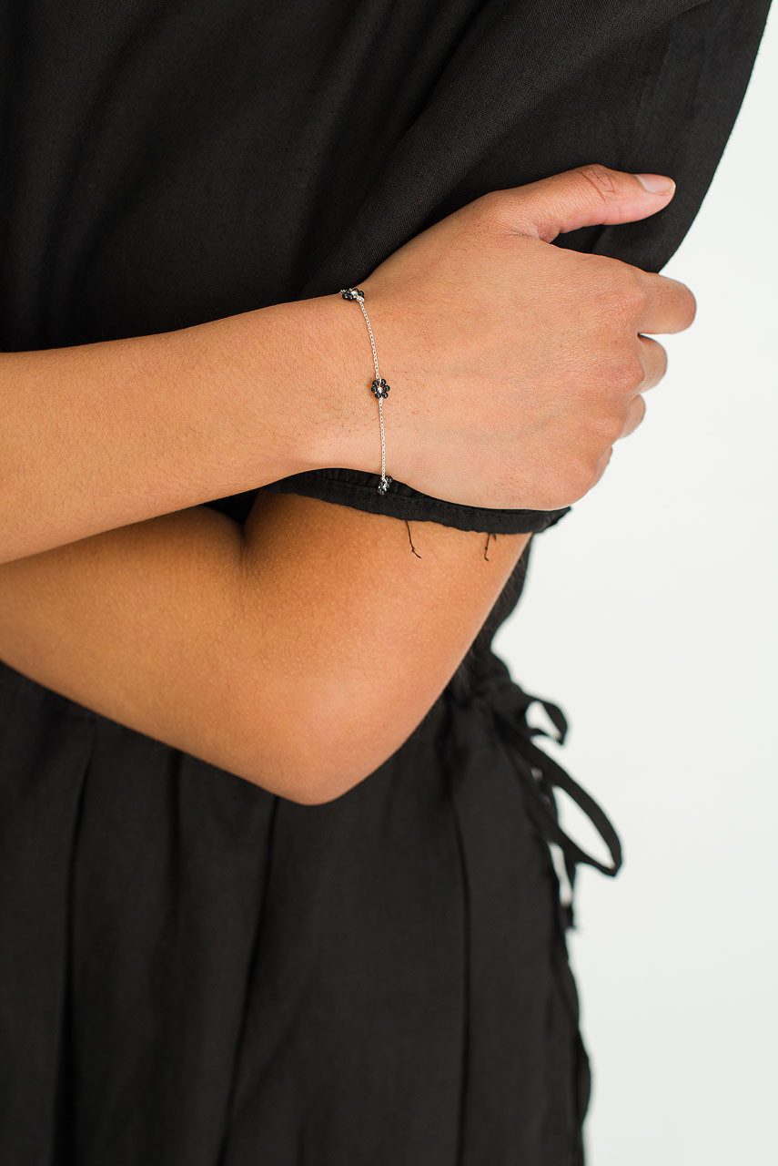 Triple Flowers Bracelet, Sterling Silver