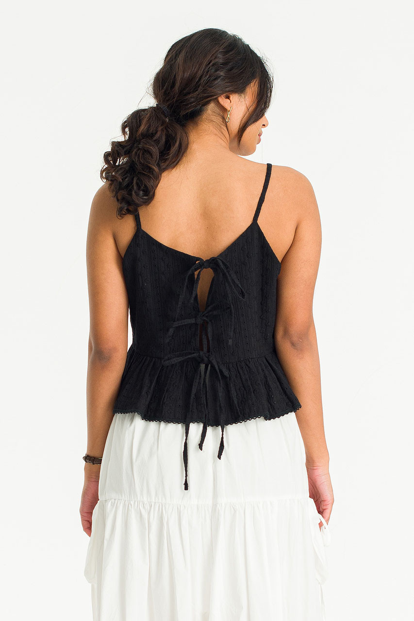 Kiara Cotton Embossed Bustier, Black
