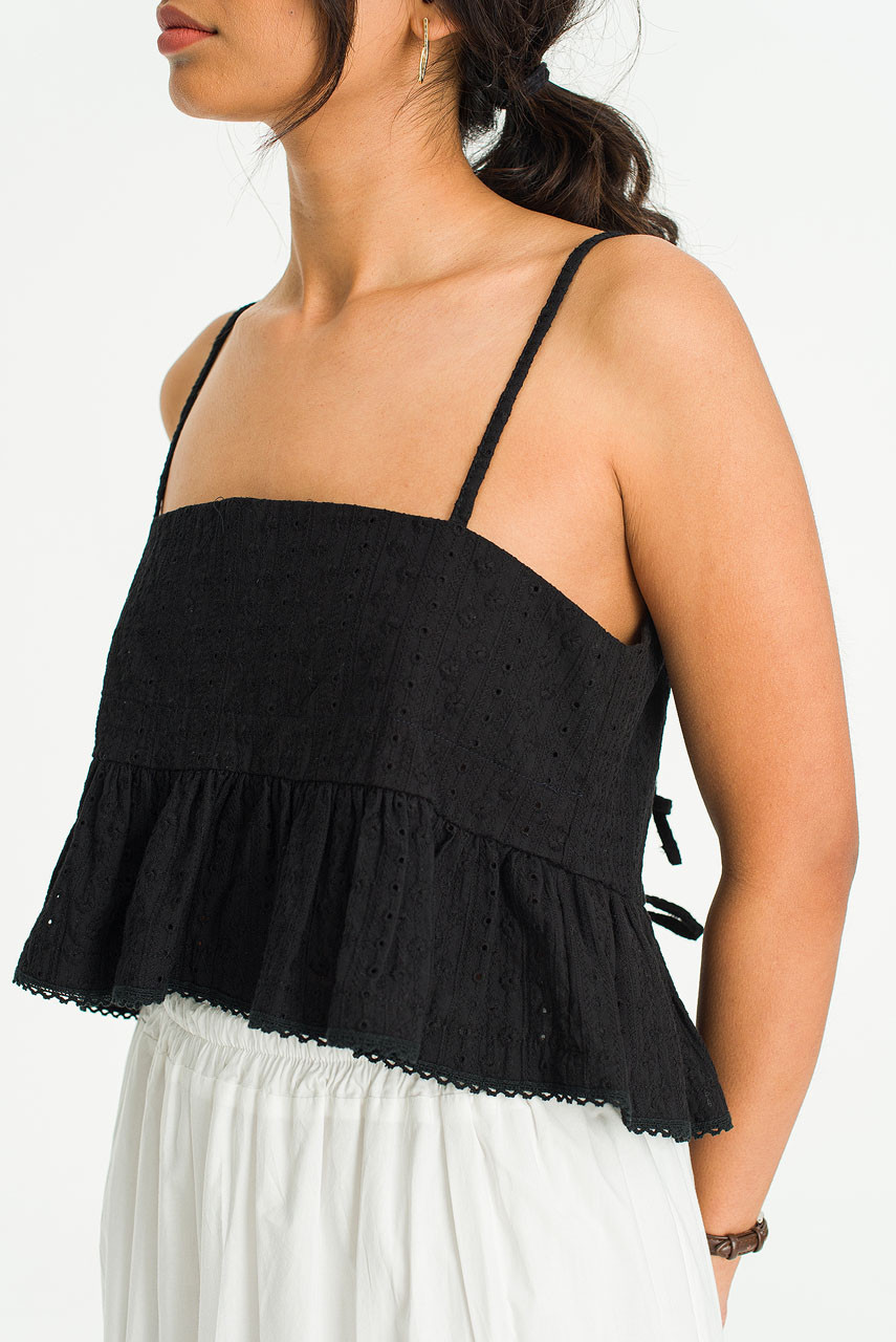 Kiara Cotton Embossed Bustier, Black