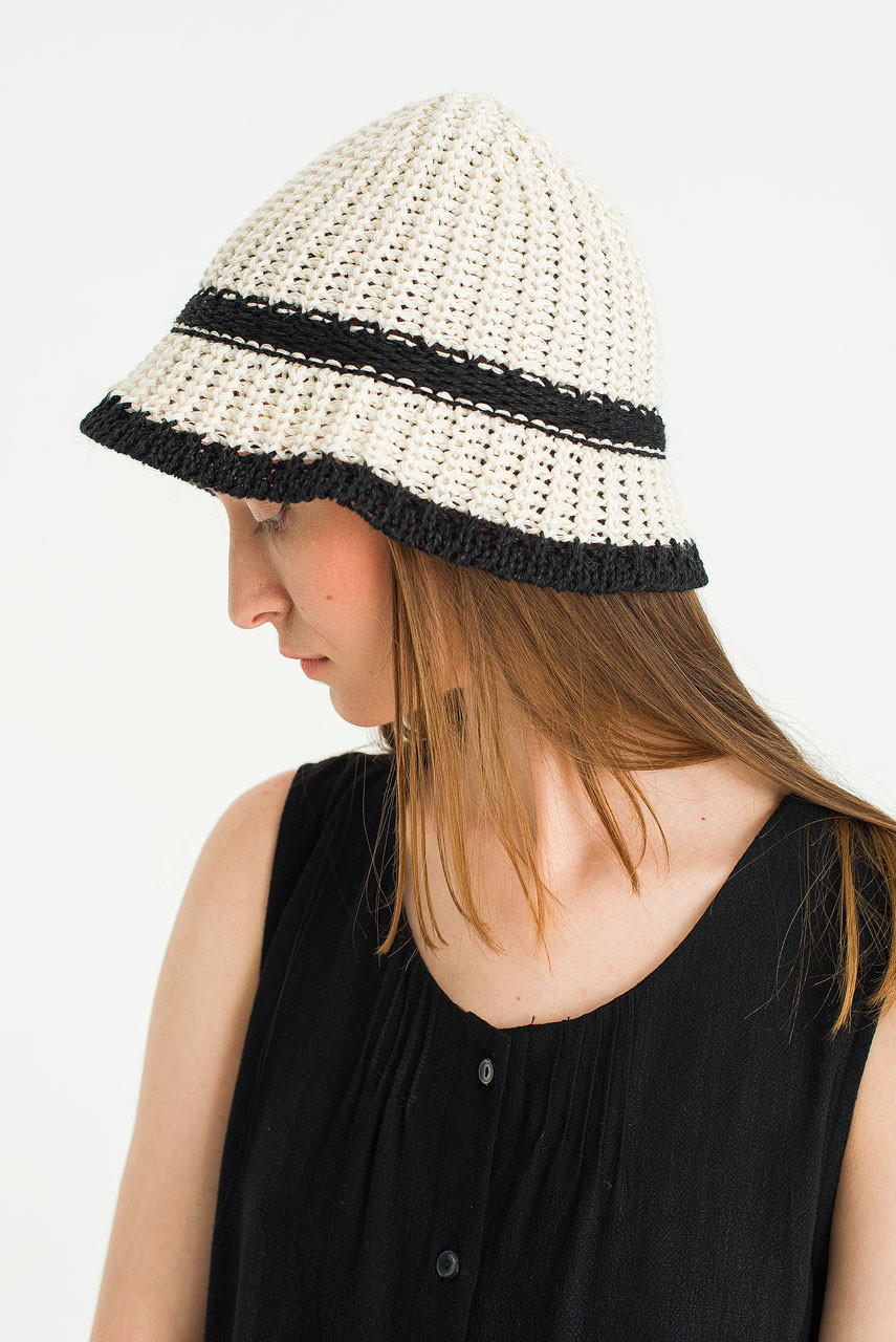 Cotton Knitted Ss Bucket Hat, Ivory