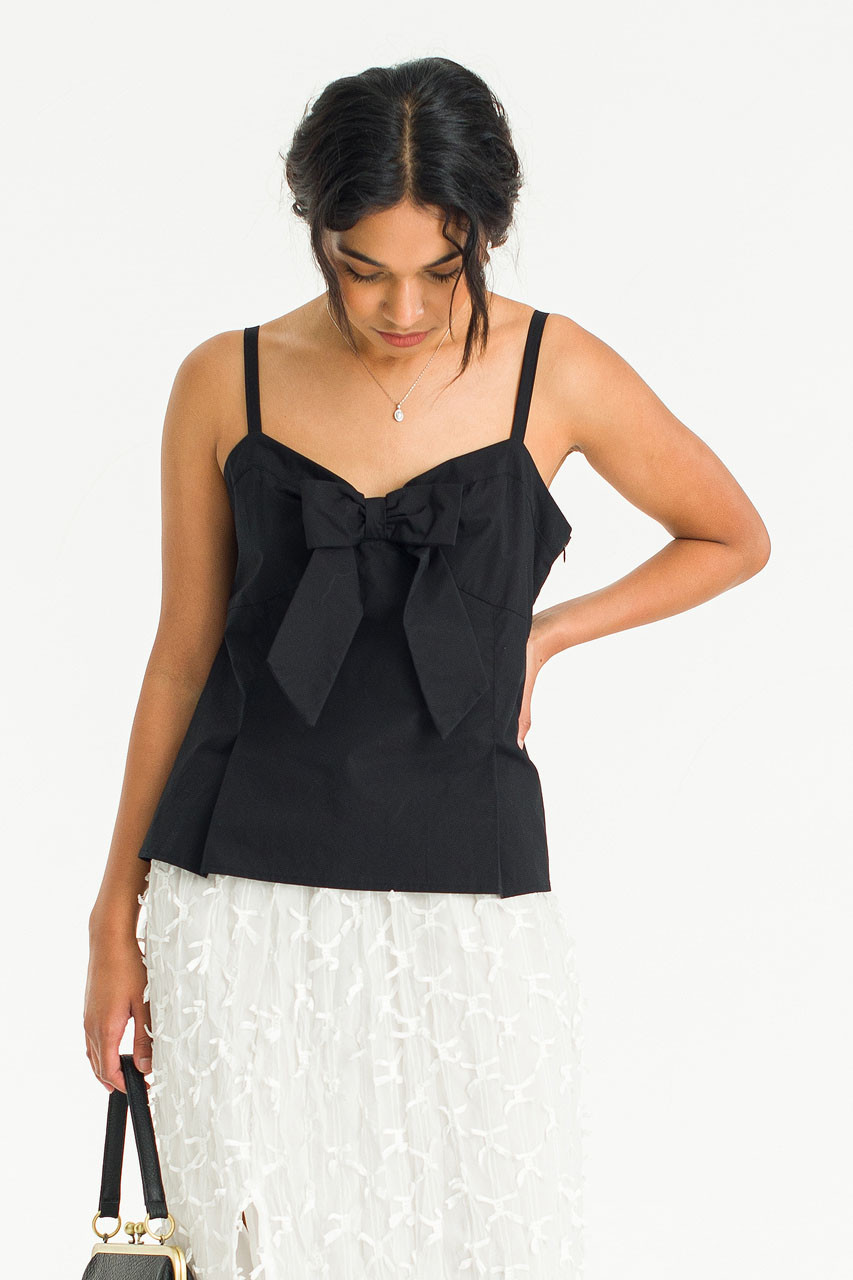 Mizuki Ribbon Cami Top, Black