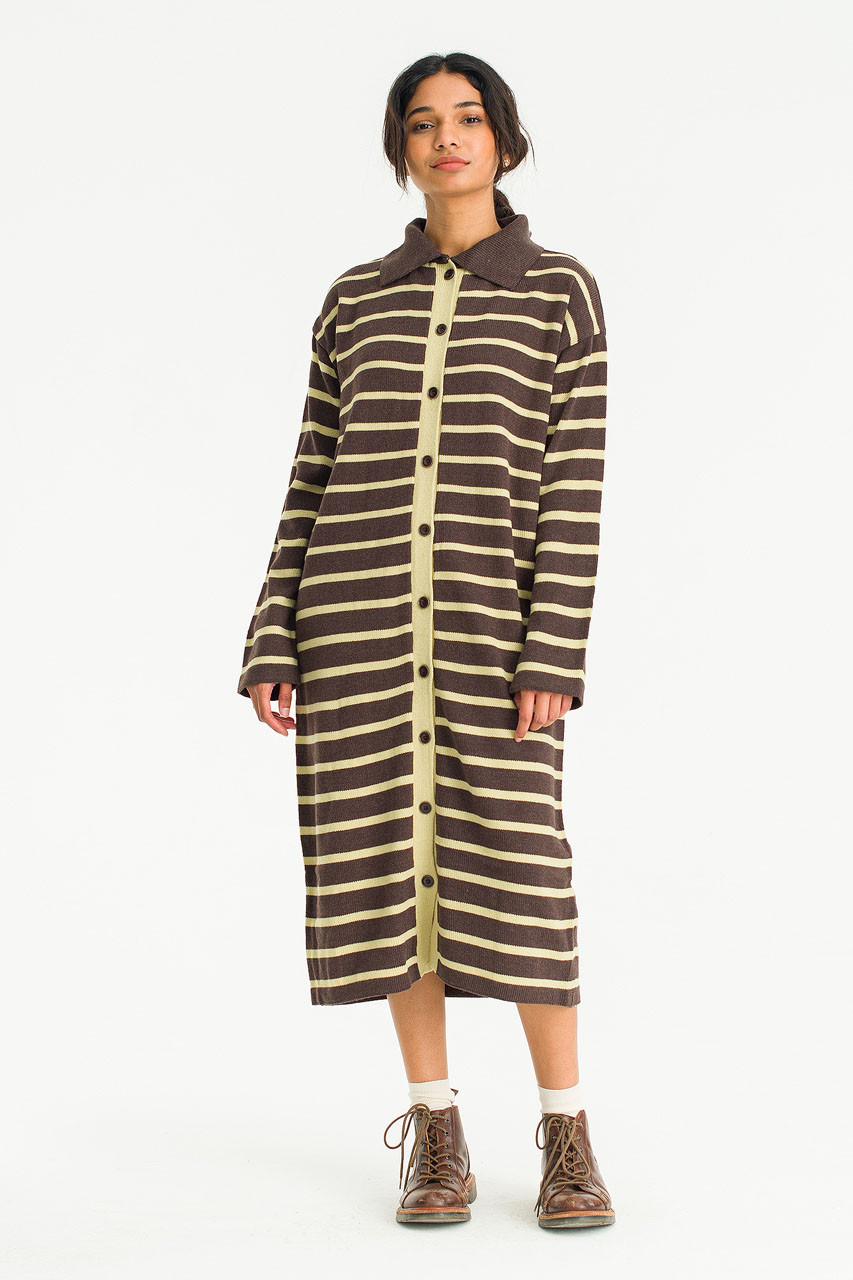Momo Stripe Knit Maxi Dress, Brown