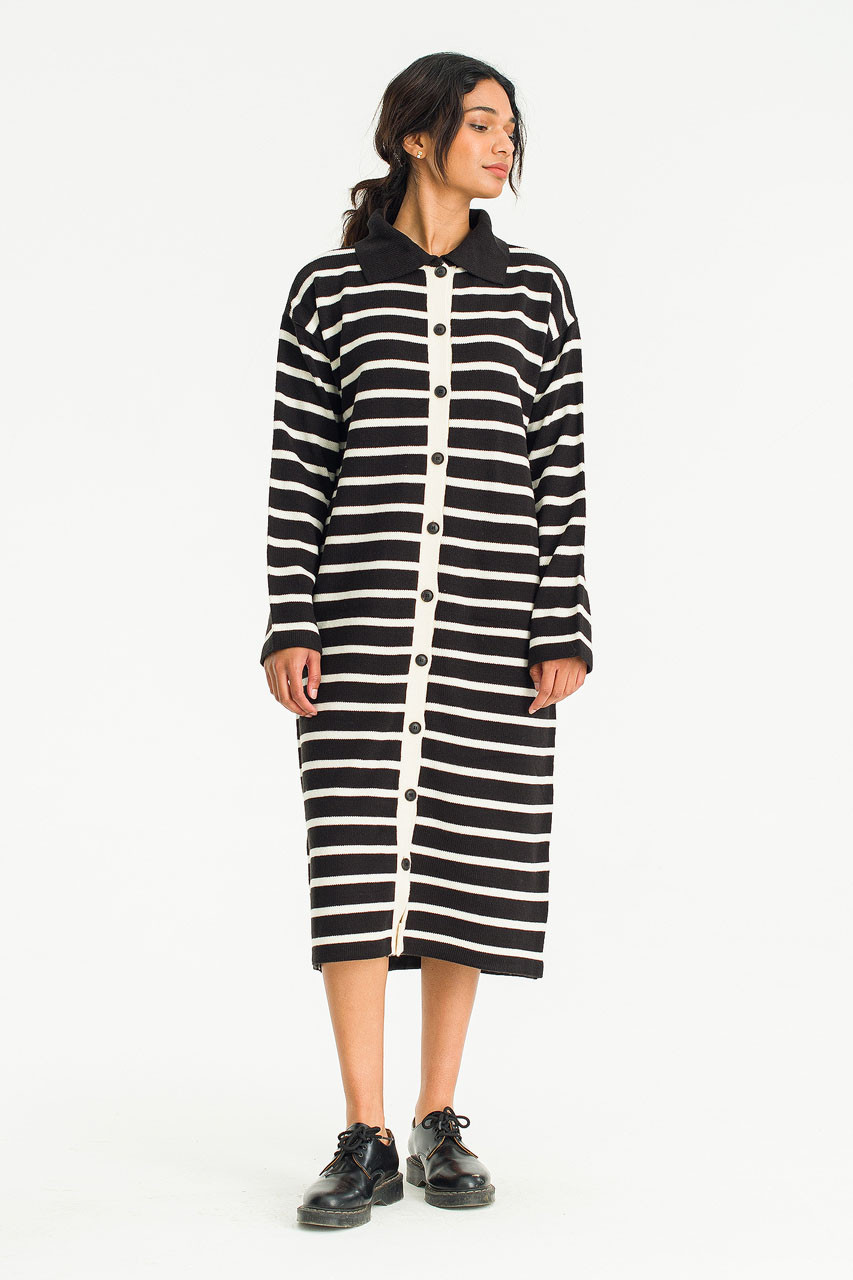 Momo Stripe Knit Maxi Dress, Black