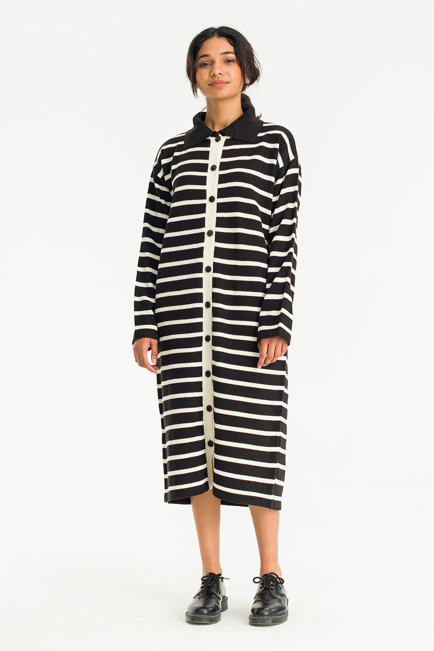 Momo Stripe Knit Maxi Dress, Black