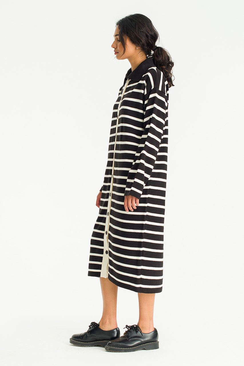 Momo Stripe Knit Maxi Dress, Black