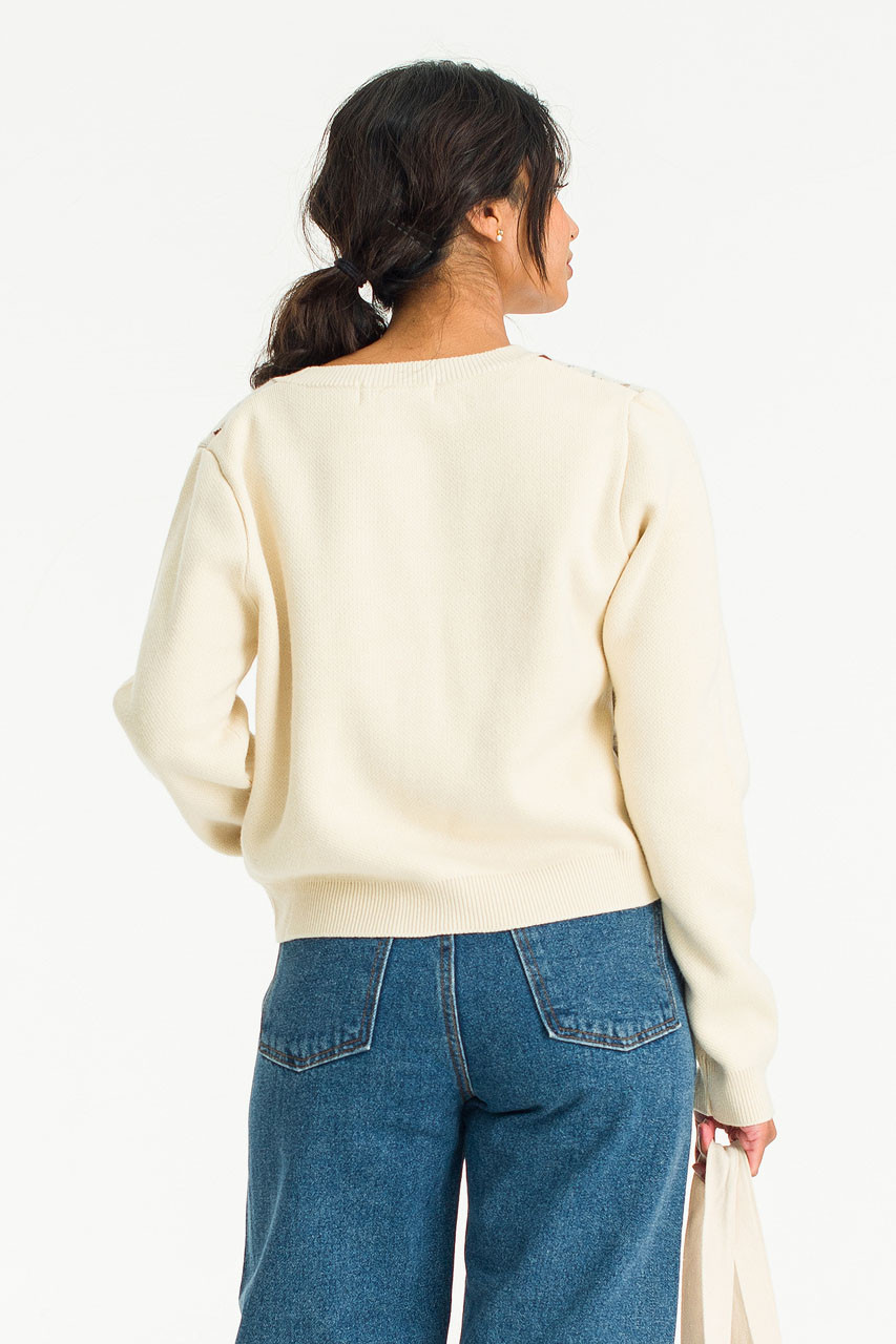 Momo Argyle Cardigan, Ivory