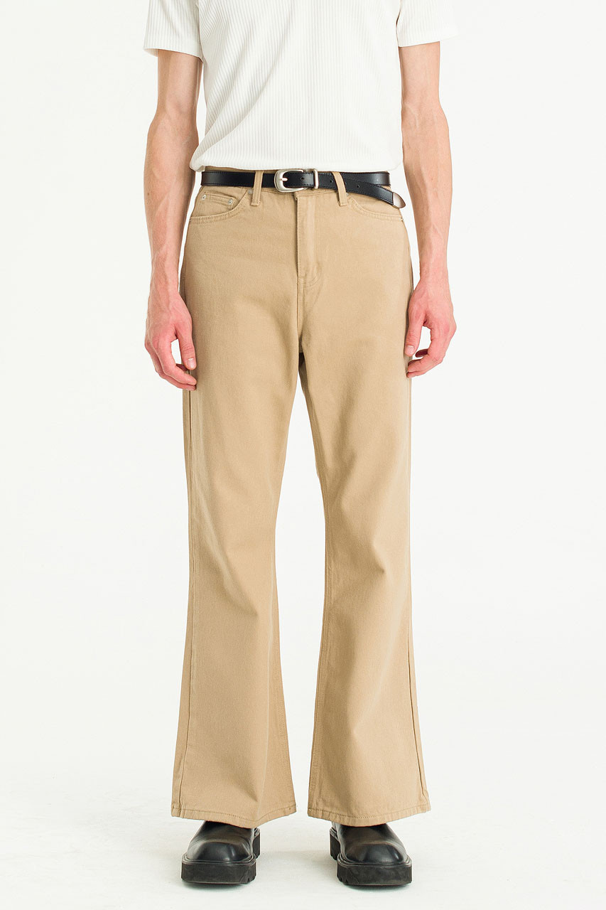 Menswear | Wide-Cut Twill Flares, Beige