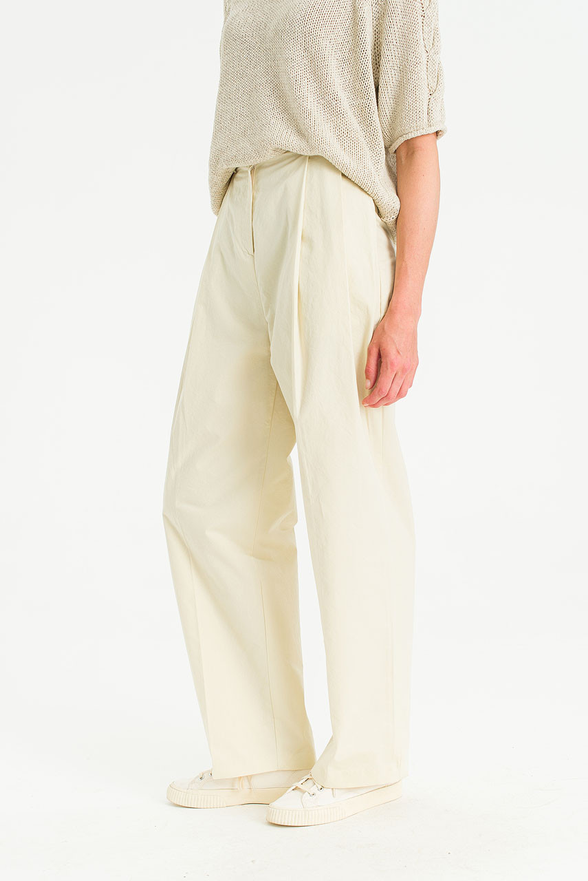 Aurea Pintuck Cotton Pants, Cream