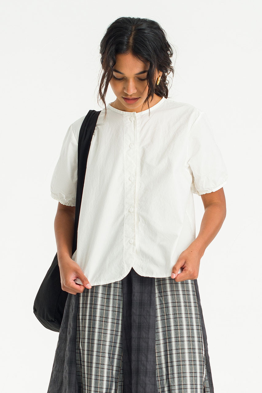 Esme henley neck Blouse, Ivory