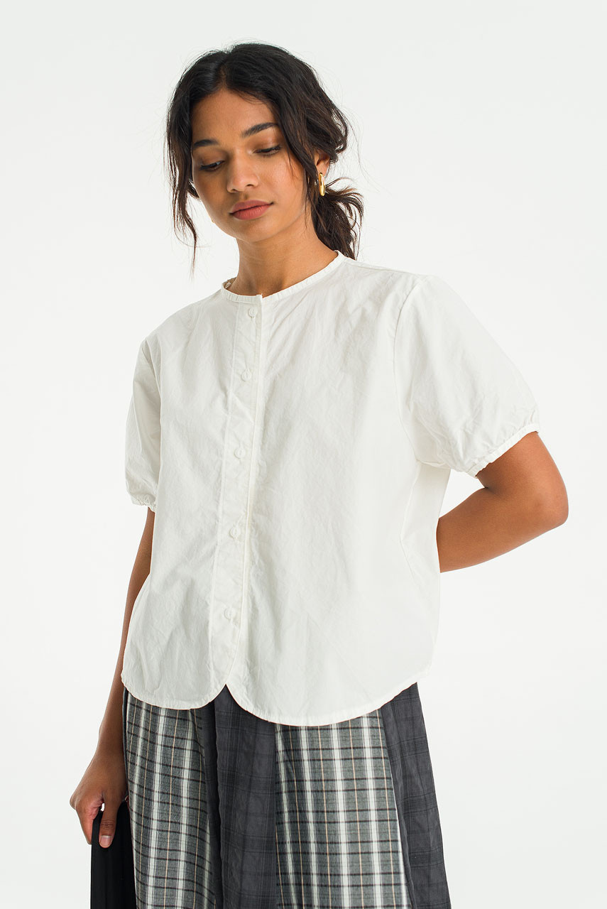 Esme henley neck Blouse, Ivory