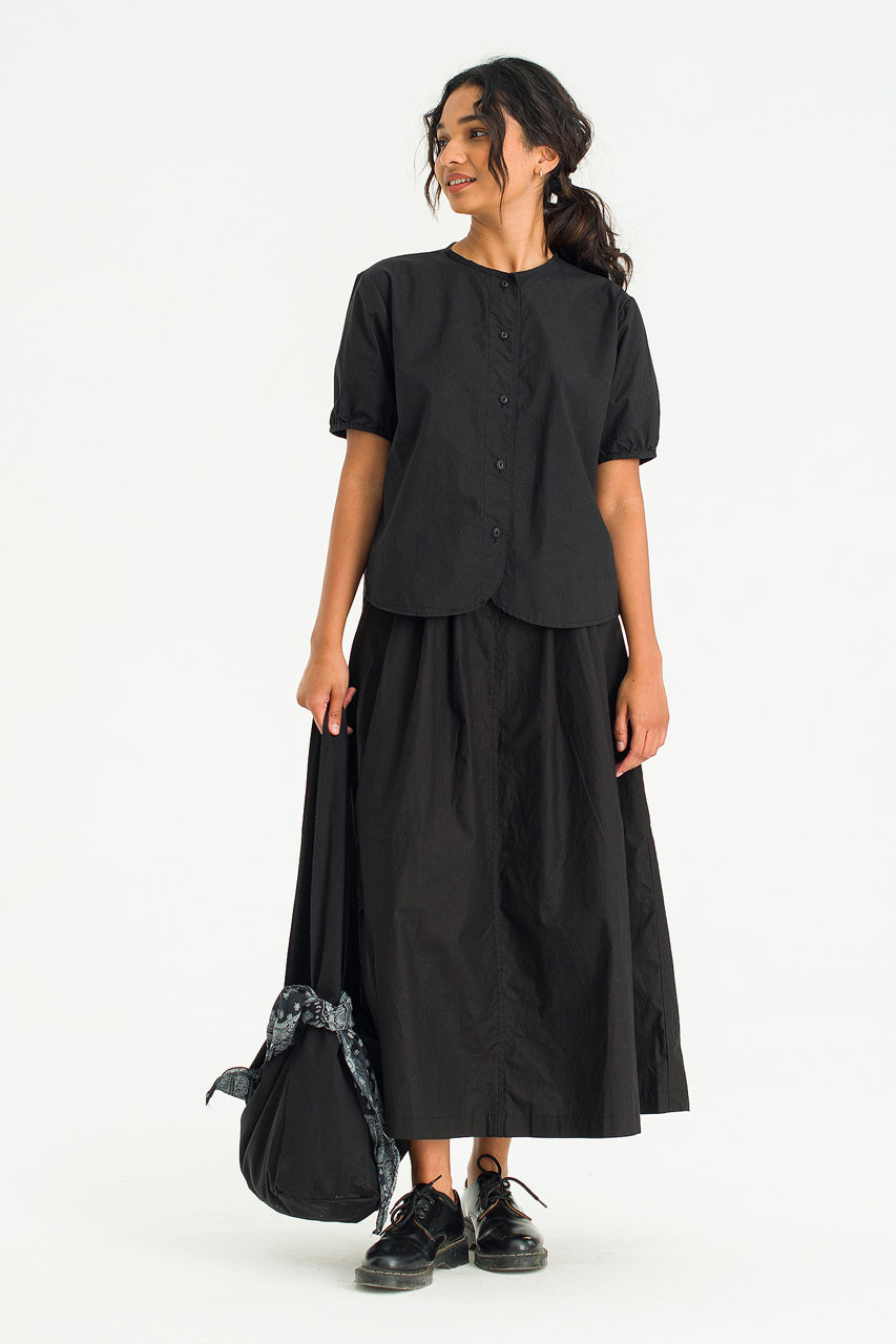 Esme henley neck Blouse, Black