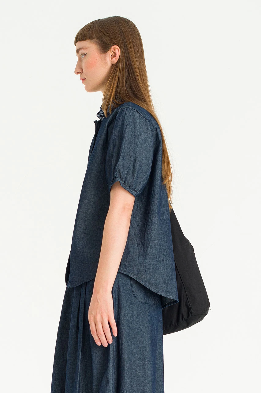 Esme henley neck Blouse, Dark Blue