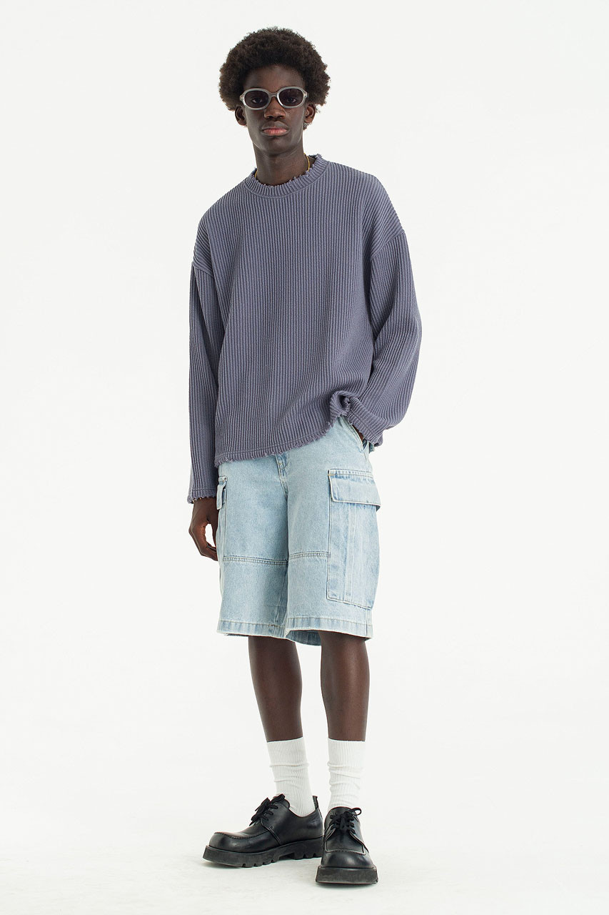 Menswear | Distressed Rib Knit, Grey