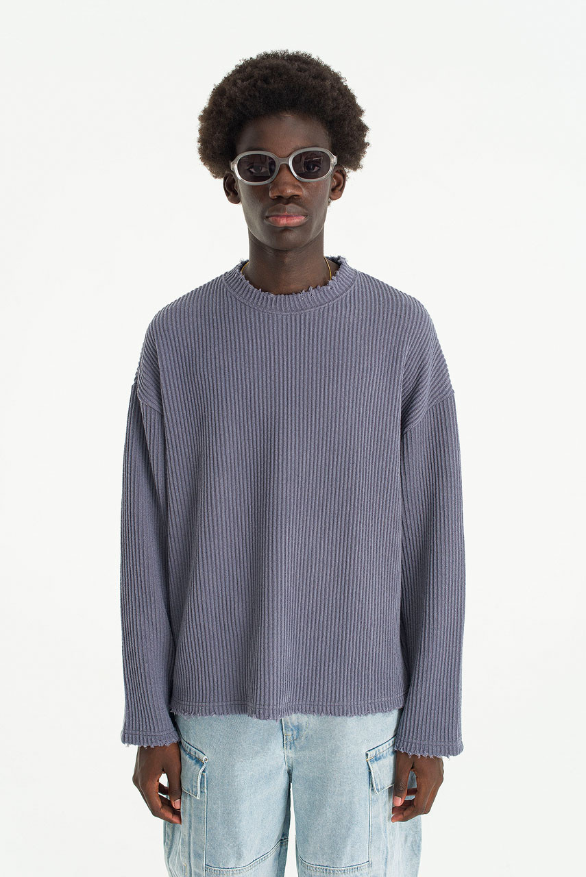 Menswear | Distressed Rib Knit, Grey