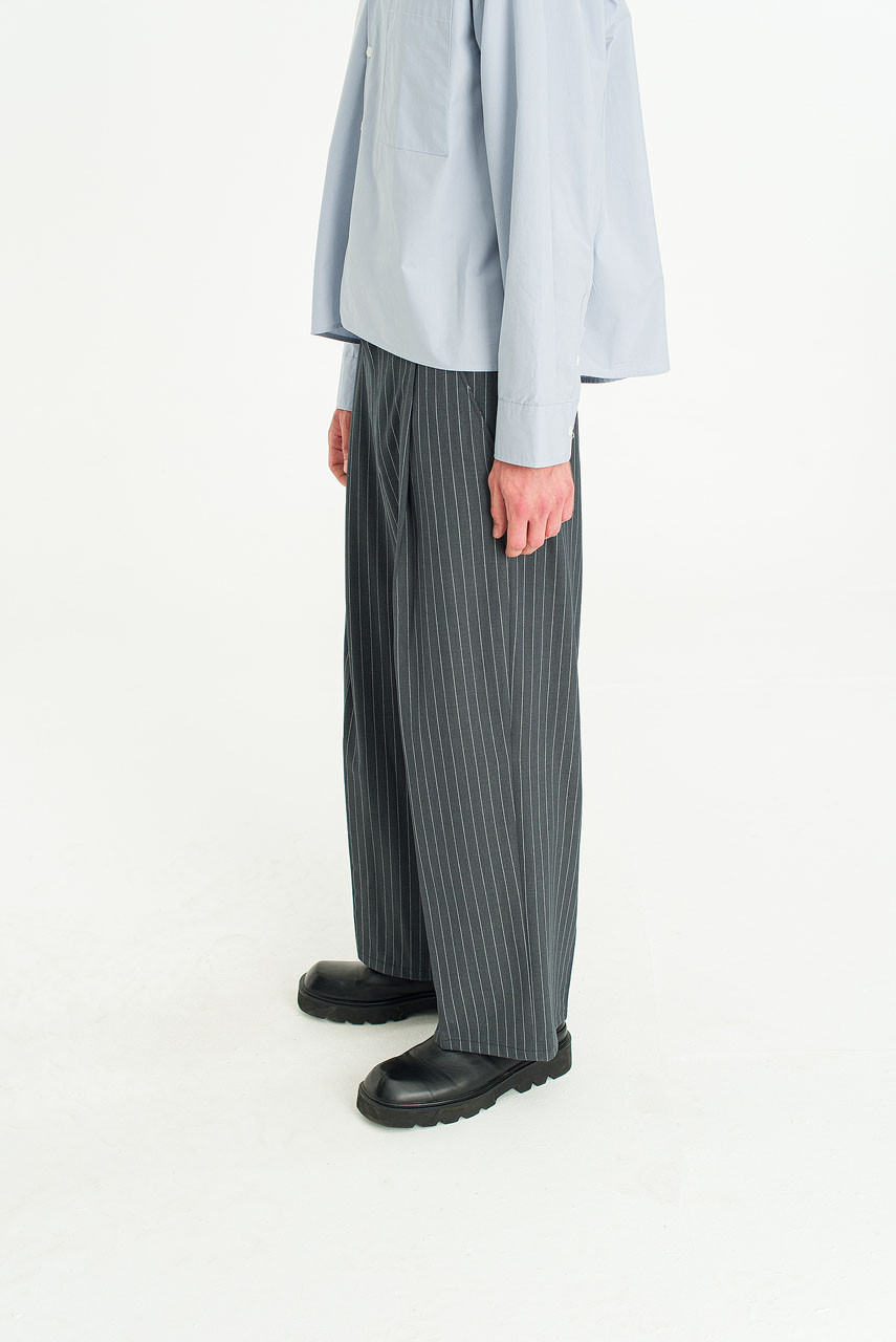 Menswear | Pinstripe Suit Trousers, Charcoal