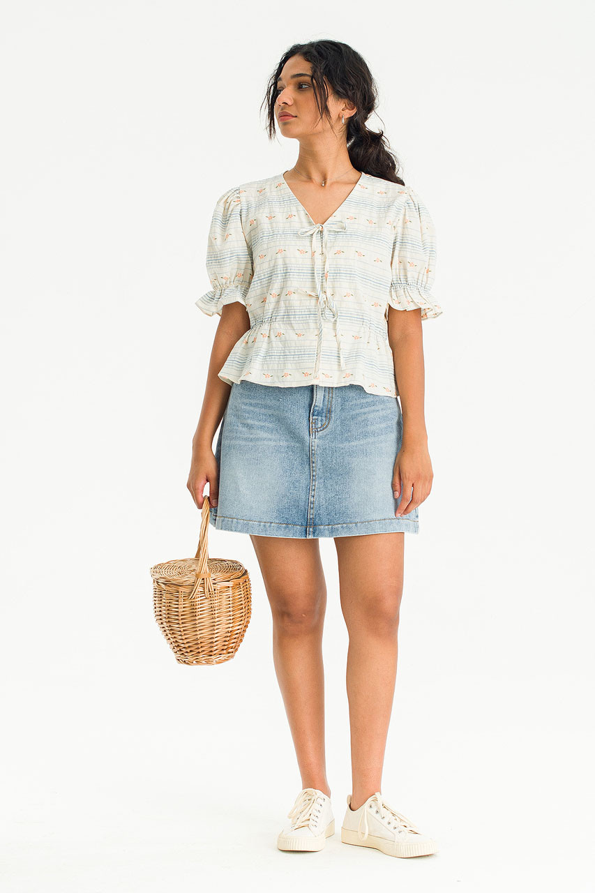 Aria Denim Mini Skirt, Mid Blue