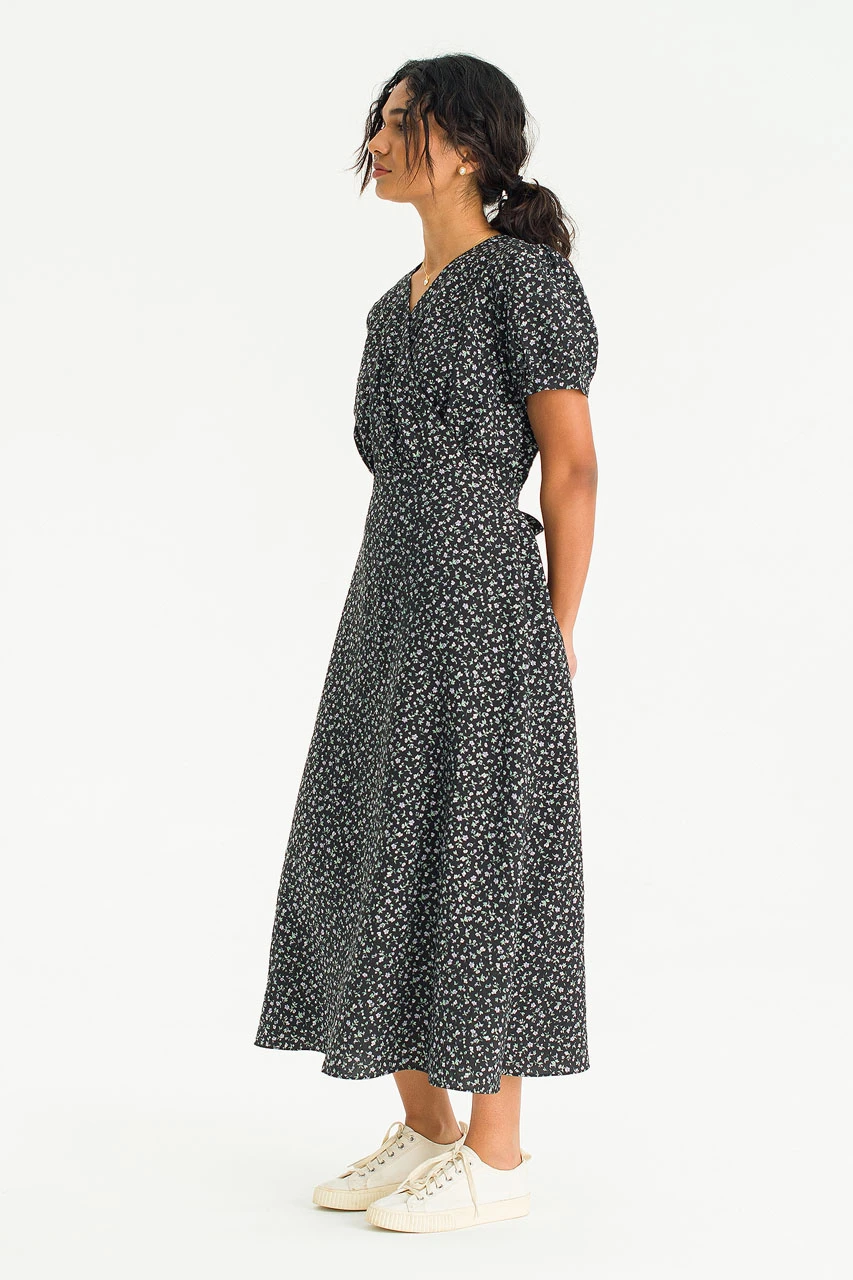 Luna Ditsy Flower Dress, Black