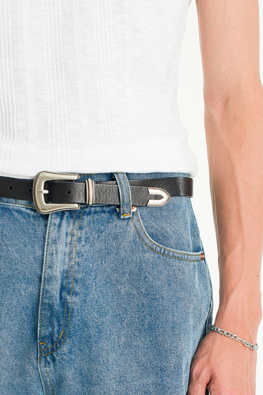 Menswear | Drover Leather Belt, Black