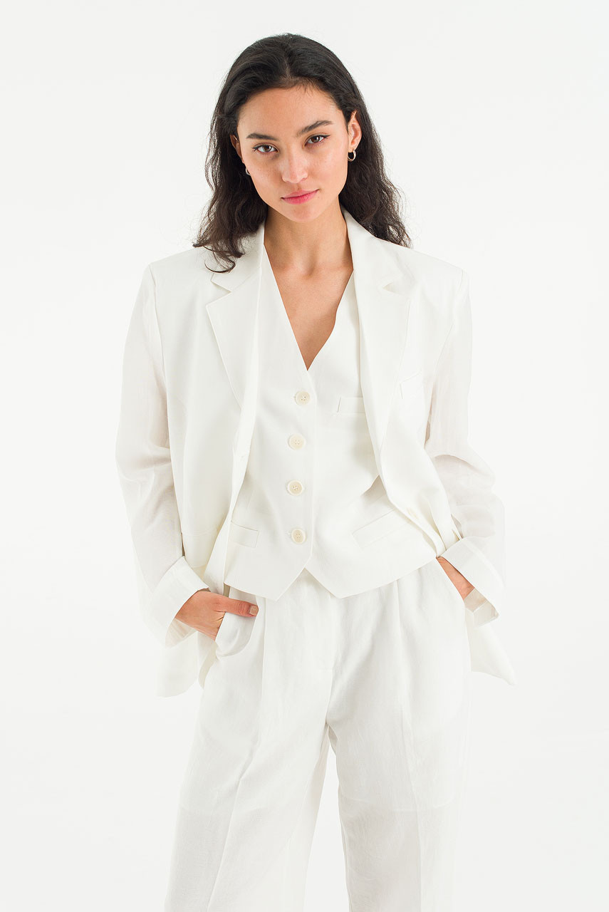 Sonia Linen Jacket, Ivory