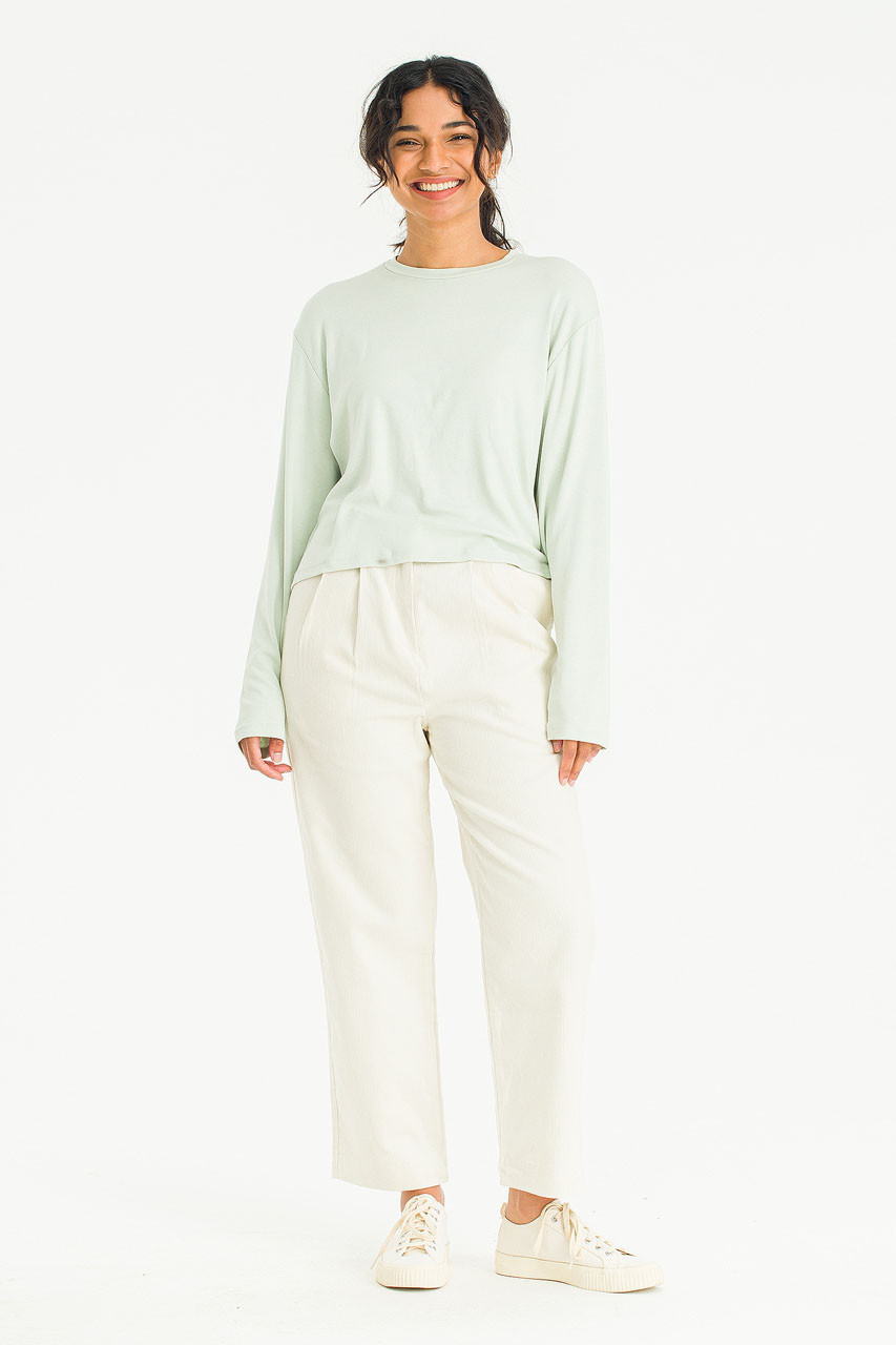 Pintuck Corduroy Pants, Cream