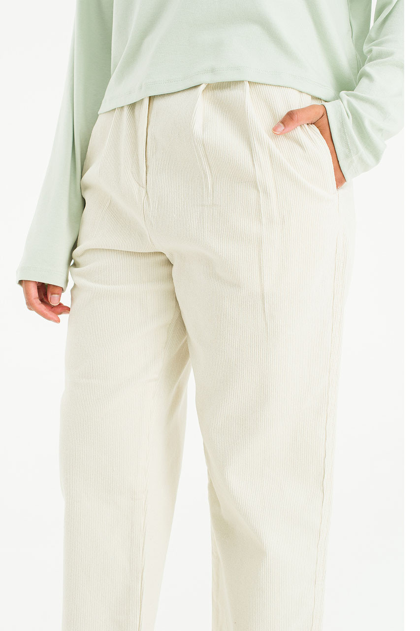 Pintuck Corduroy Pants, Cream