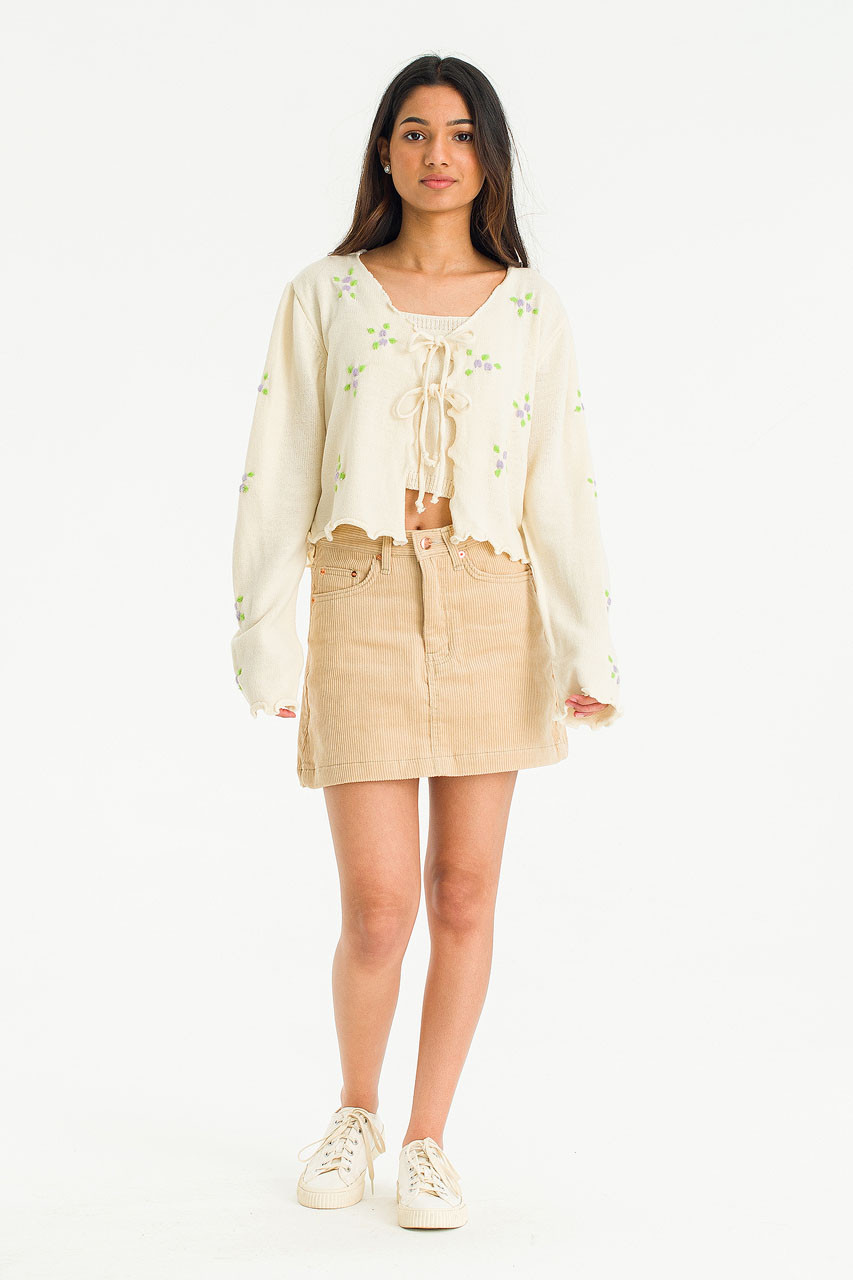 Ikoi Cord Mini Skirt, Beige
