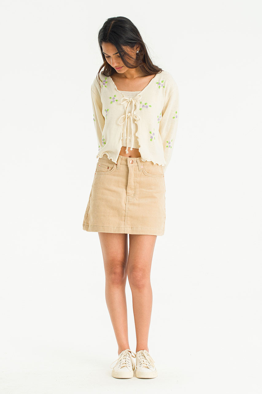 Ikoi Cord Mini Skirt, Beige