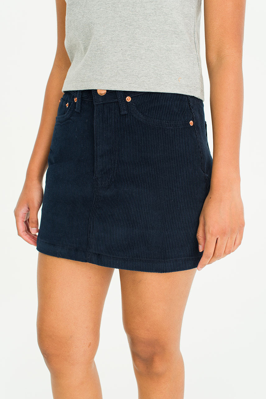 Ikoi Cord Mini Skirt, Navy