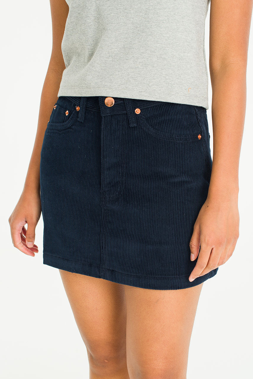 Ikoi Cord Mini Skirt, Navy