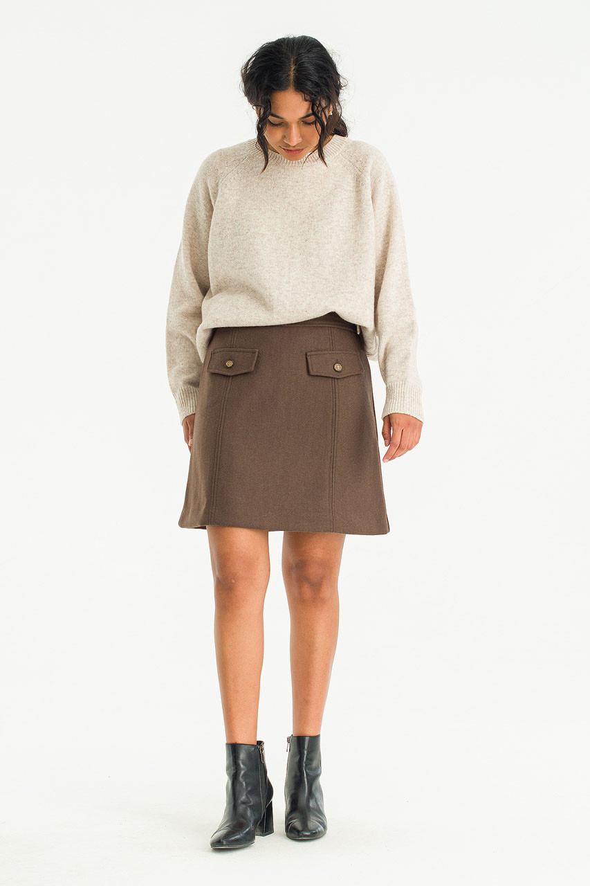 Siena Twin Pocket Skirt, Brown